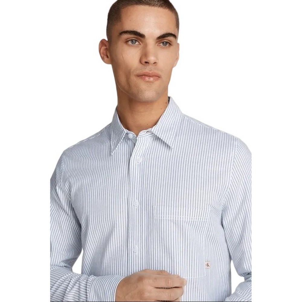 CALVIN KLEIN JEANS OXFORD SHIRT ΠΟΥΚΑΜΙΣΟ ΑΝΔΡΙΚΟ WHITE/BLUE