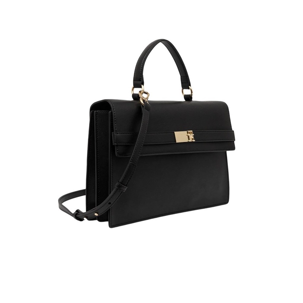 TOMMY HILFIGER HERITAGE FLAP SATCHEL ΤΣΑΝΤΑ ΓΥΝΑΙΚΕΙΑ BLACK