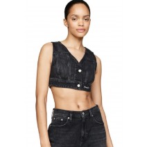 TOMMY JEANS CROPPED BUTTON VEST DH6182 ΤΟΠ ΓΥΝΑΙΚΕΙΟ DENIM BLACK