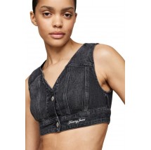 TOMMY JEANS CROPPED BUTTON VEST DH6182 ΤΟΠ ΓΥΝΑΙΚΕΙΟ DENIM BLACK