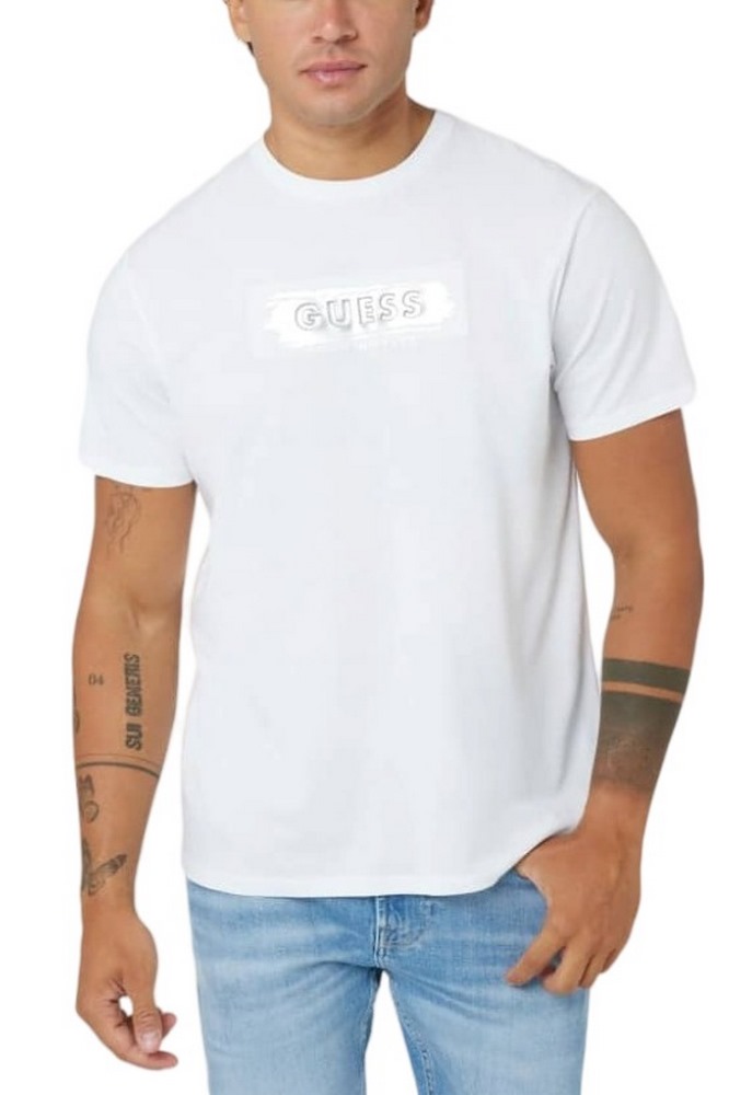 GUESS BSC METALLIC DEBO T-SHIRT ΜΠΛΟΥΖΑ ΑΝΔΡΙΚΗ WHITE