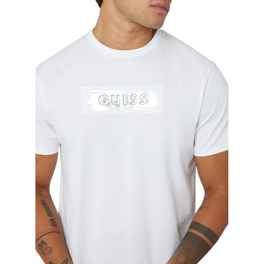 GUESS BSC METALLIC DEBO T-SHIRT ΜΠΛΟΥΖΑ ΑΝΔΡΙΚΗ WHITE