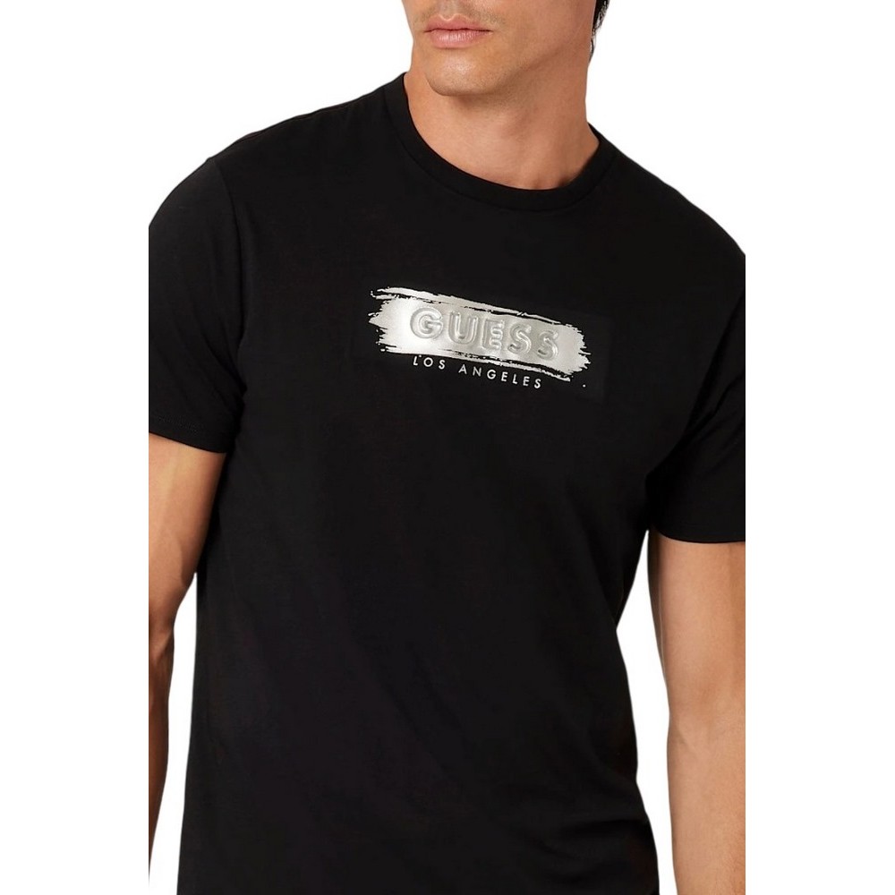 GUESS BSC METALLIC DEBO T-SHIRT ΜΠΛΟΥΖΑ ΑΝΔΡΙΚΗ BLACK