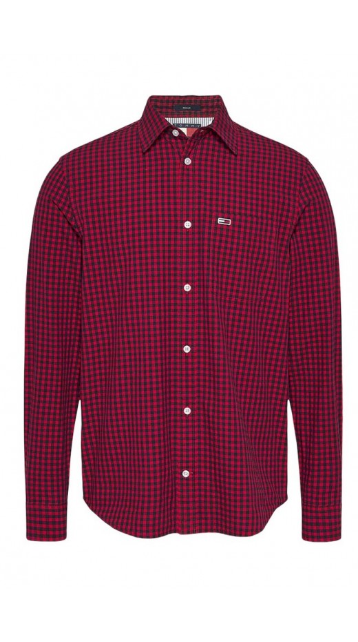 TOMMY JEANS POPLIN CHECK SHIRT ΠΟΥΚΑΜΙΣΟ ΑΝΔΡΙΚΟ RED