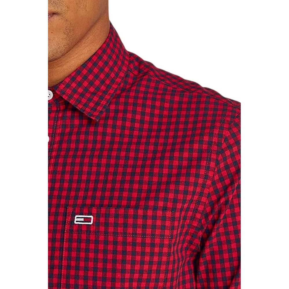 TOMMY JEANS POPLIN CHECK SHIRT ΠΟΥΚΑΜΙΣΟ ΑΝΔΡΙΚΟ RED