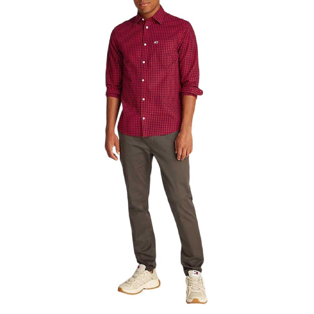 TOMMY JEANS POPLIN CHECK SHIRT ΠΟΥΚΑΜΙΣΟ ΑΝΔΡΙΚΟ RED