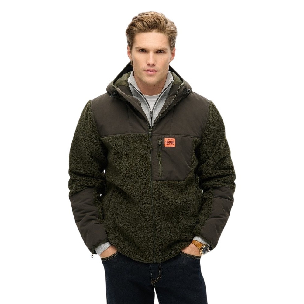 SUPERDRY D3 OVIN HOOD EXPEDITION BORG HYBRID ΜΠΟΥΦΑΝ ΑΝΔΡΙΚΟ OLIVE