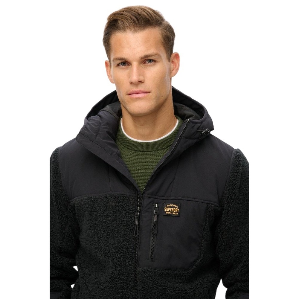 SUPERDRY D3 OVIN HOOD EXPEDITION BORG HYBRID ΜΠΟΥΦΑΝ ΑΝΔΡΙΚΟ BLACK