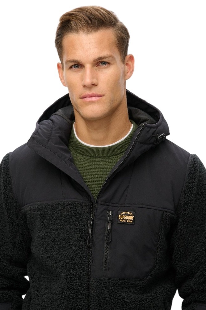 SUPERDRY D3 OVIN HOOD EXPEDITION BORG HYBRID ΜΠΟΥΦΑΝ ΑΝΔΡΙΚΟ BLACK