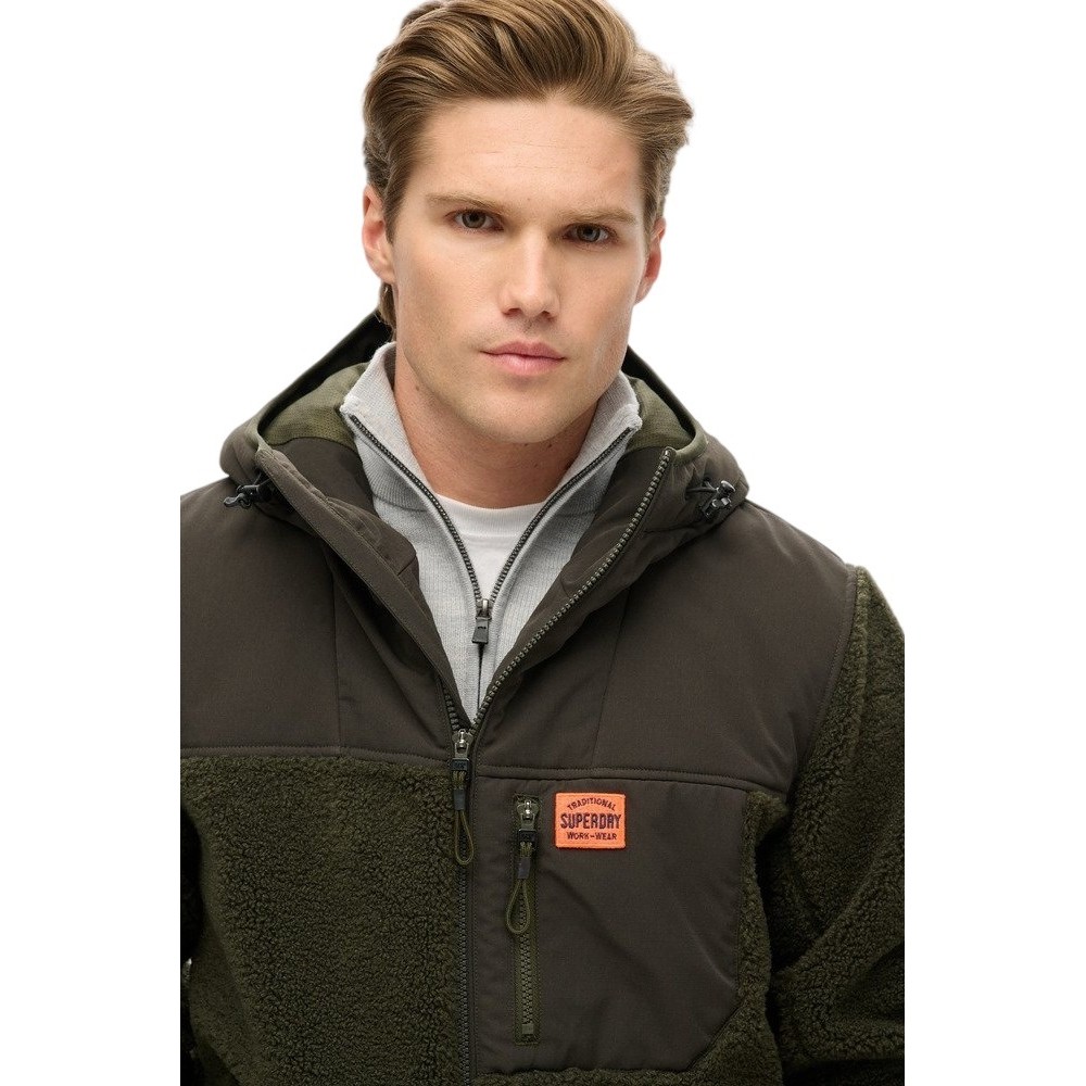 SUPERDRY D3 OVIN HOOD EXPEDITION BORG HYBRID ΜΠΟΥΦΑΝ ΑΝΔΡΙΚΟ OLIVE