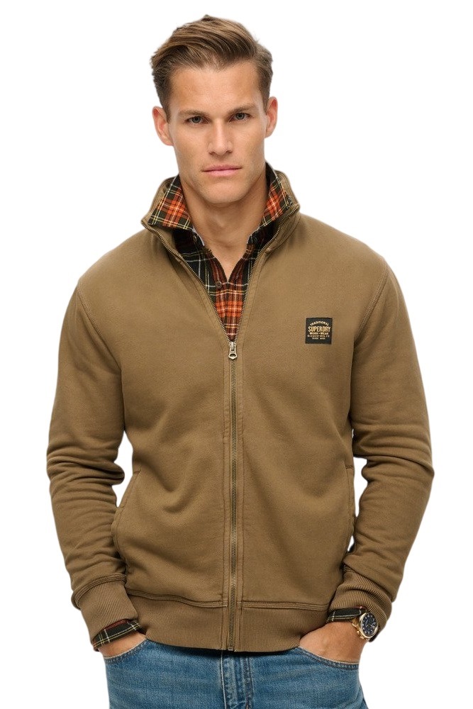 SUPERDRY D2 OVIN CONTRAST STITCH TRACK TOP ΖΑΚΕΤΑ ΦΟΥΤΕΡ ΑΝΔΡΙΚΗ BROWN