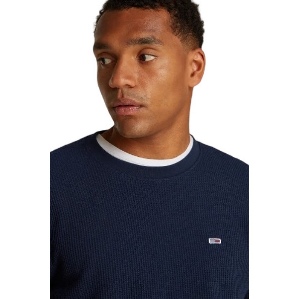 TOMMY HILFIGER REG WAFFLE L/S TEE ΜΠΛΟΥΖΑ ΑΝΔΡΙΚΗ NAVY