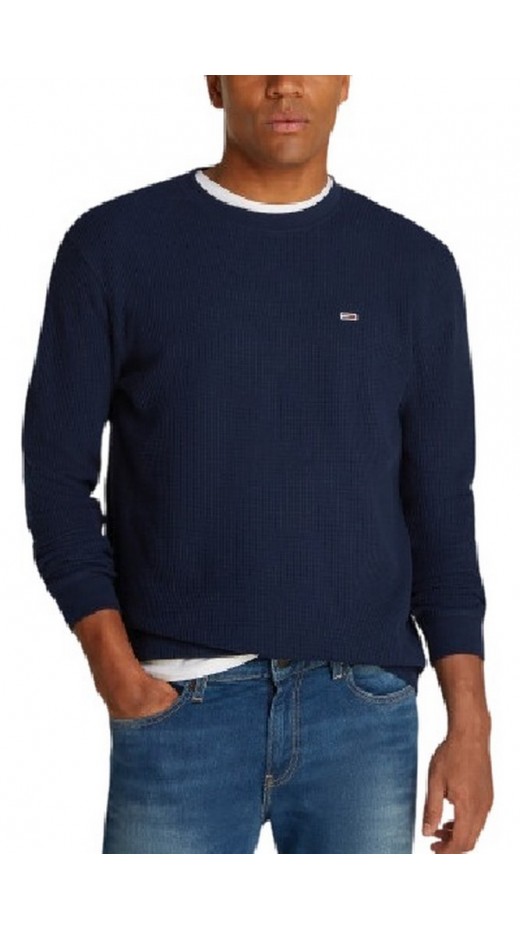 TOMMY JEANS REG WAFFLE L/S TEE ΜΠΛΟΥΖΑ ΑΝΔΡΙΚΗ NAVY