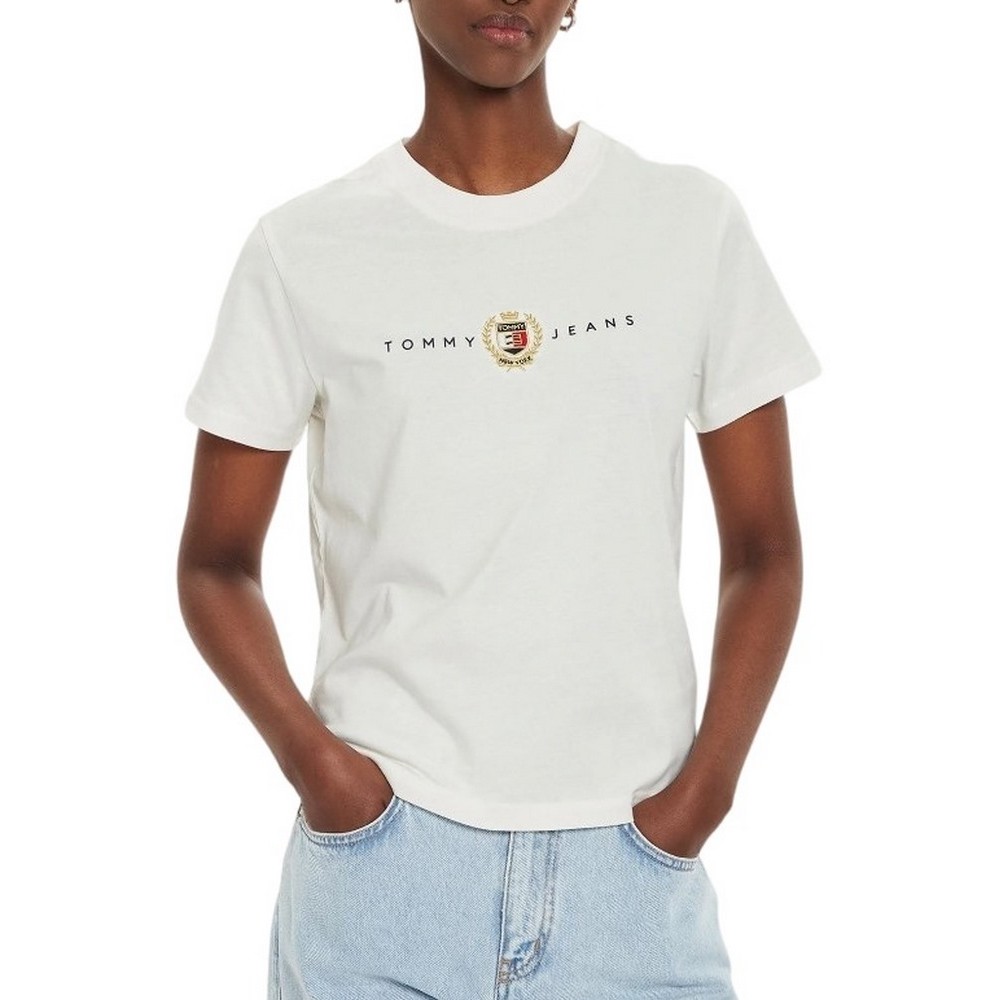 TOMMY JEANS REG CREST LINEAR TEE T-SHIRT ΜΠΛΟΥΖΑ ΓΥΝΑΙΚΕΙΑ WHITE