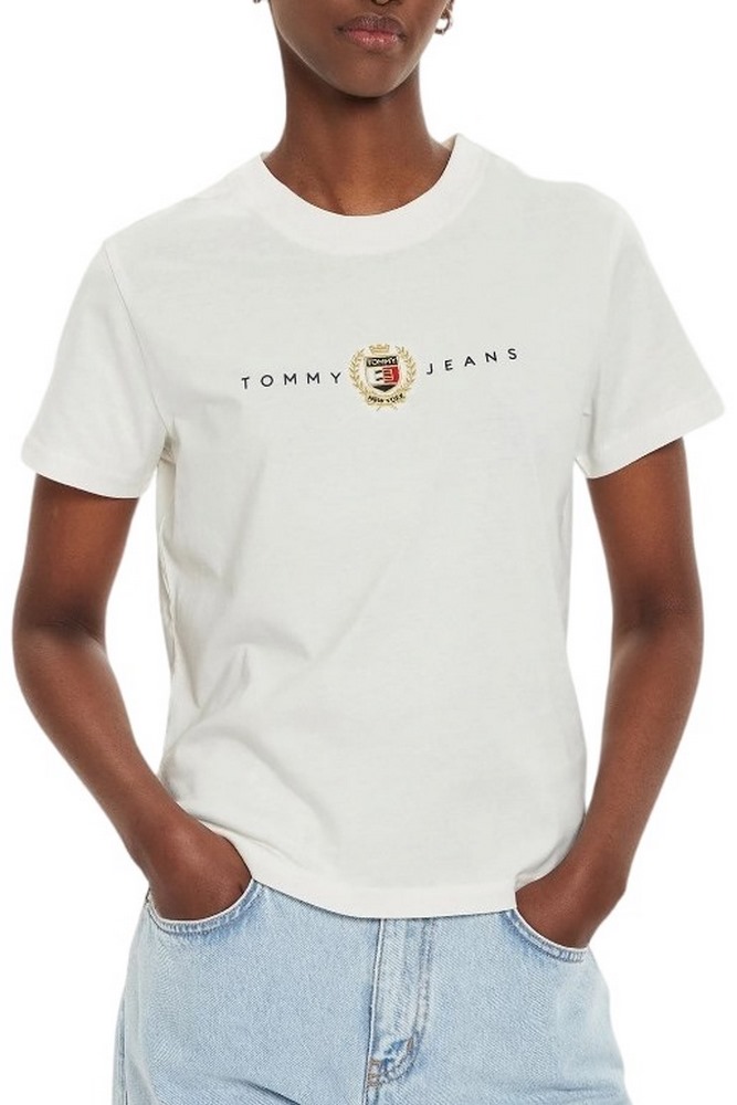 TOMMY JEANS REG CREST LINEAR TEE T-SHIRT ΜΠΛΟΥΖΑ ΓΥΝΑΙΚΕΙΑ WHITE