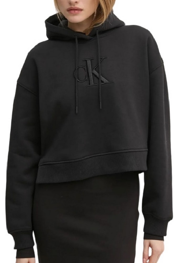 CALVIN KLEIN JEANS RAISED EMBROIDERY CK HOODIE ΦΟΥΤΕΡ ΜΠΛΟΥΖΑ ΓΥΝΑΙΚΕΙΑ BLACK