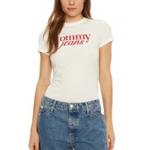 TOMMY JEANS SLIM ESSENTIAL LOGO TEE EXT T-SHIRT ΜΠΛΟΥΖΑ ΓΥΝΑΙΚΕΙΑ IVORY