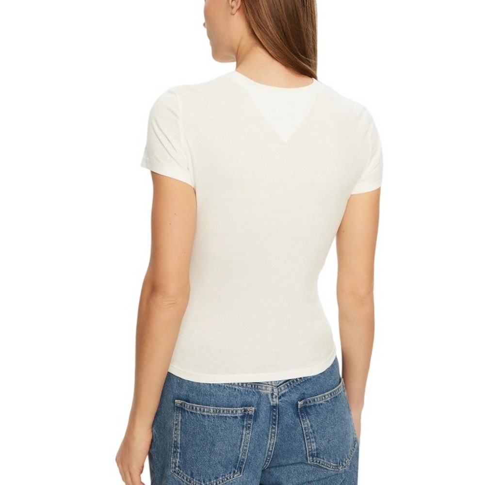 TOMMY JEANS SLIM ESSENTIAL LOGO TEE EXT T-SHIRT ΜΠΛΟΥΖΑ ΓΥΝΑΙΚΕΙΑ IVORY