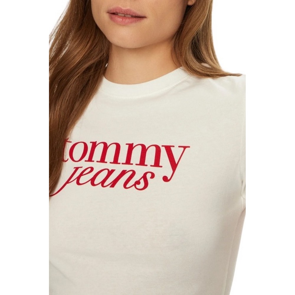 TOMMY JEANS SLIM ESSENTIAL LOGO TEE EXT T-SHIRT ΜΠΛΟΥΖΑ ΓΥΝΑΙΚΕΙΑ IVORY