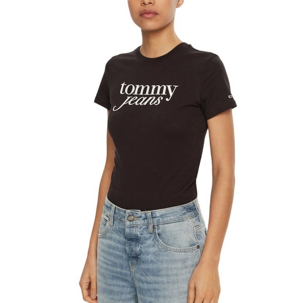 TOMMY JEANS SLIM ESSENTIAL LOGO TEE EXT T-SHIRT ΜΠΛΟΥΖΑ ΓΥΝΑΙΚΕΙΑ BLACK