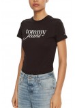 TOMMY JEANS SLIM ESSENTIAL LOGO TEE EXT T-SHIRT ΜΠΛΟΥΖΑ ΓΥΝΑΙΚΕΙΑ BLACK