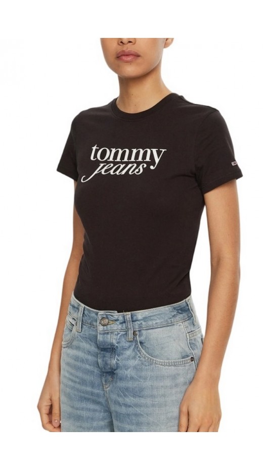 TOMMY JEANS SLIM ESSENTIAL LOGO TEE EXT T-SHIRT ΜΠΛΟΥΖΑ ΓΥΝΑΙΚΕΙΑ BLACK