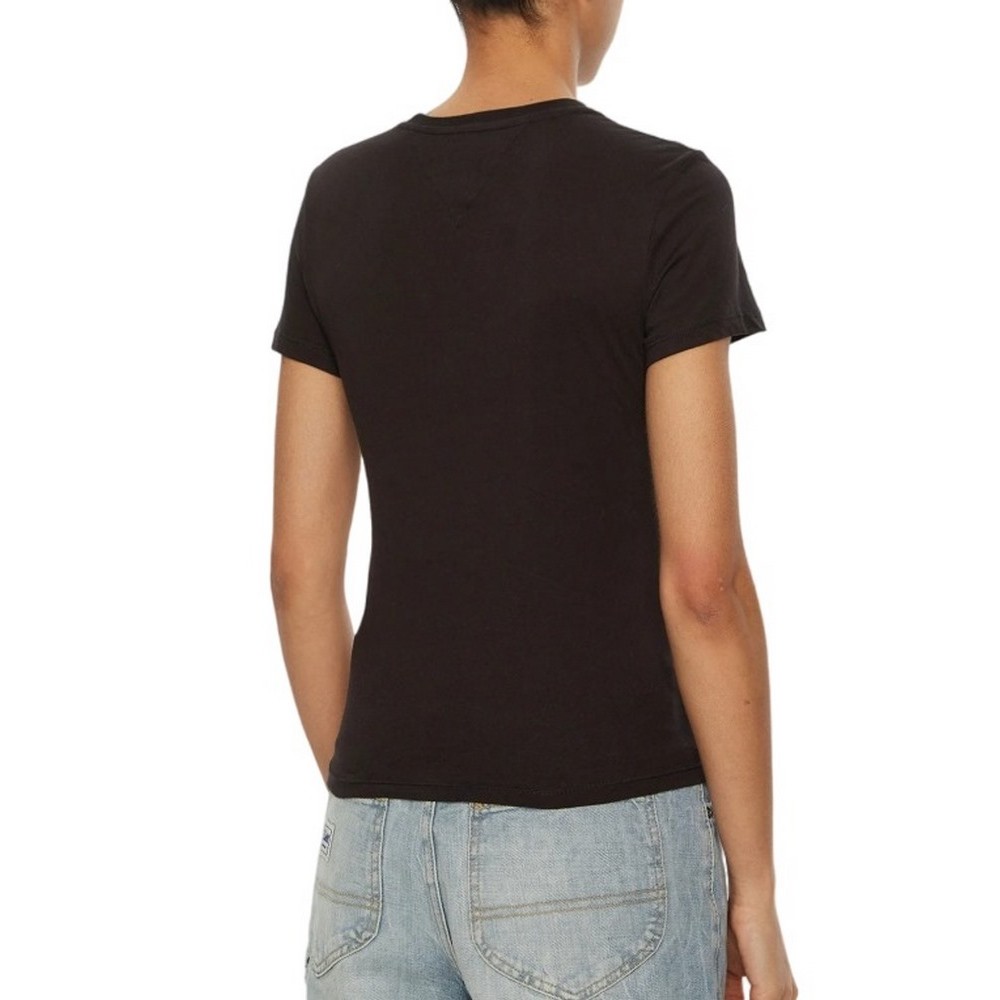 TOMMY JEANS SLIM ESSENTIAL LOGO TEE EXT T-SHIRT ΜΠΛΟΥΖΑ ΓΥΝΑΙΚΕΙΑ BLACK