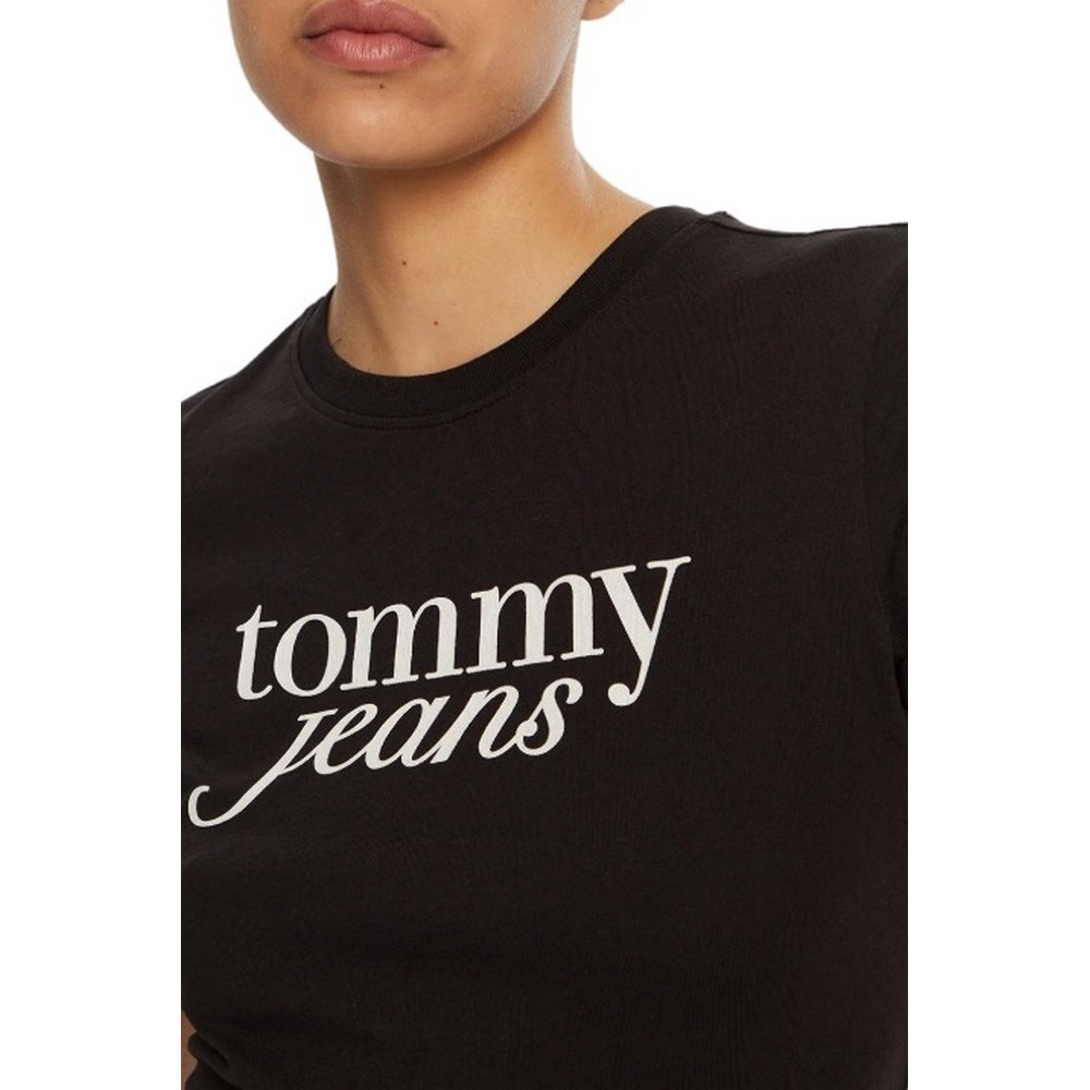 TOMMY JEANS SLIM ESSENTIAL LOGO TEE EXT T-SHIRT ΜΠΛΟΥΖΑ ΓΥΝΑΙΚΕΙΑ BLACK