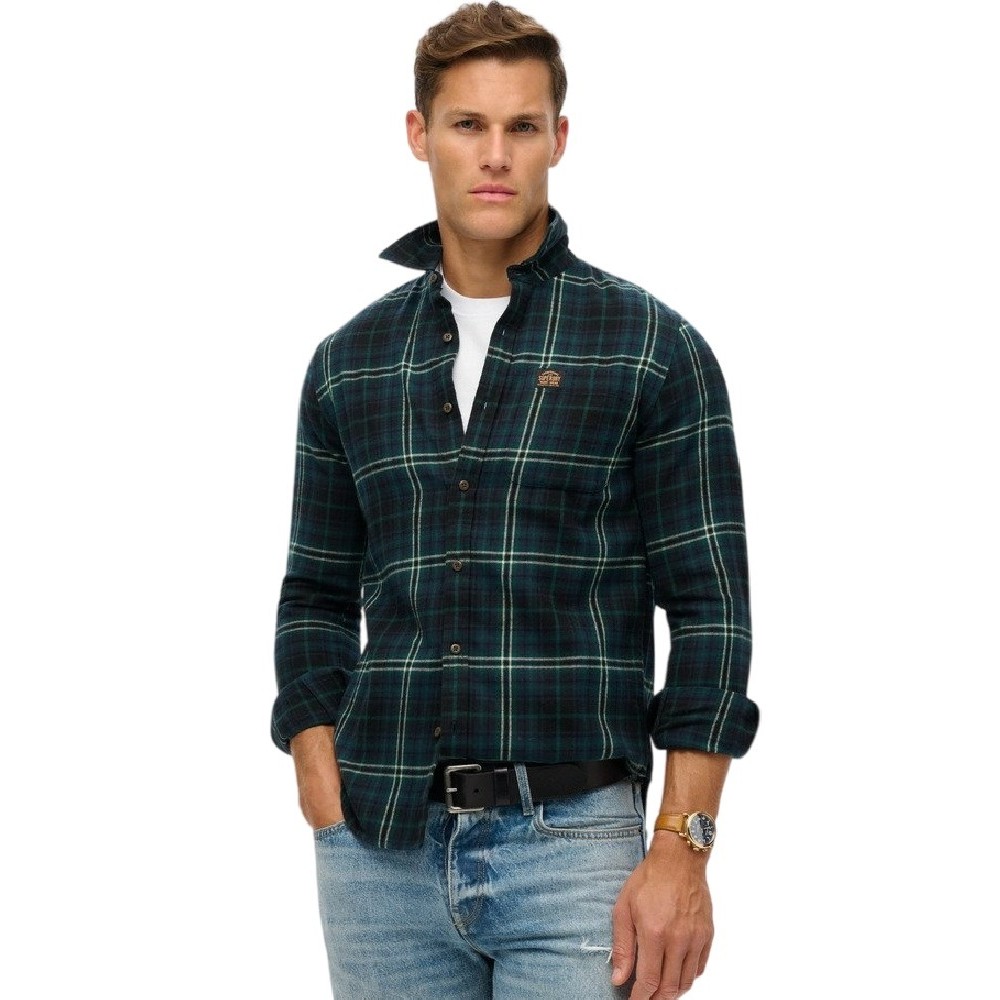 SUPERDRY D2 OVIN L/S COTTON LUMBERJACK SHIRT ΠΟΥΚΑΜΙΣΟ ΑΝΔΡΙΚΟ DARK GREEN