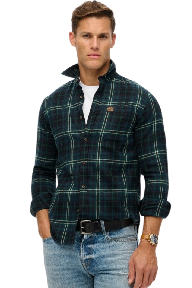 SUPERDRY D2 OVIN L/S COTTON LUMBERJACK SHIRT ΠΟΥΚΑΜΙΣΟ ΑΝΔΡΙΚΟ DARK GREEN