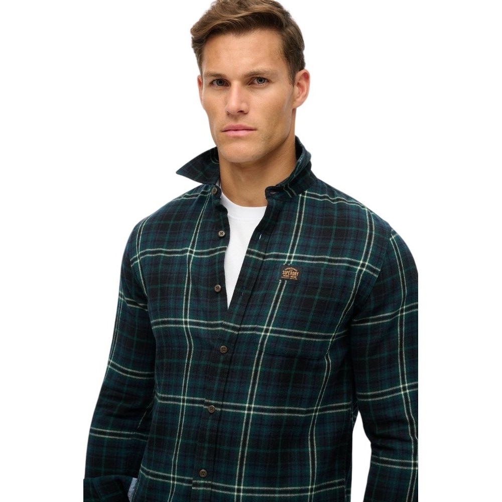 SUPERDRY D2 OVIN L/S COTTON LUMBERJACK SHIRT ΠΟΥΚΑΜΙΣΟ ΑΝΔΡΙΚΟ DARK GREEN