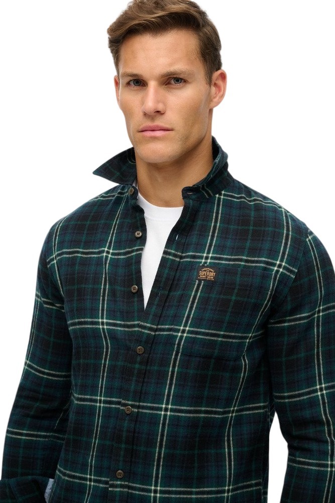 SUPERDRY D2 OVIN L/S COTTON LUMBERJACK SHIRT ΠΟΥΚΑΜΙΣΟ ΑΝΔΡΙΚΟ DARK GREEN