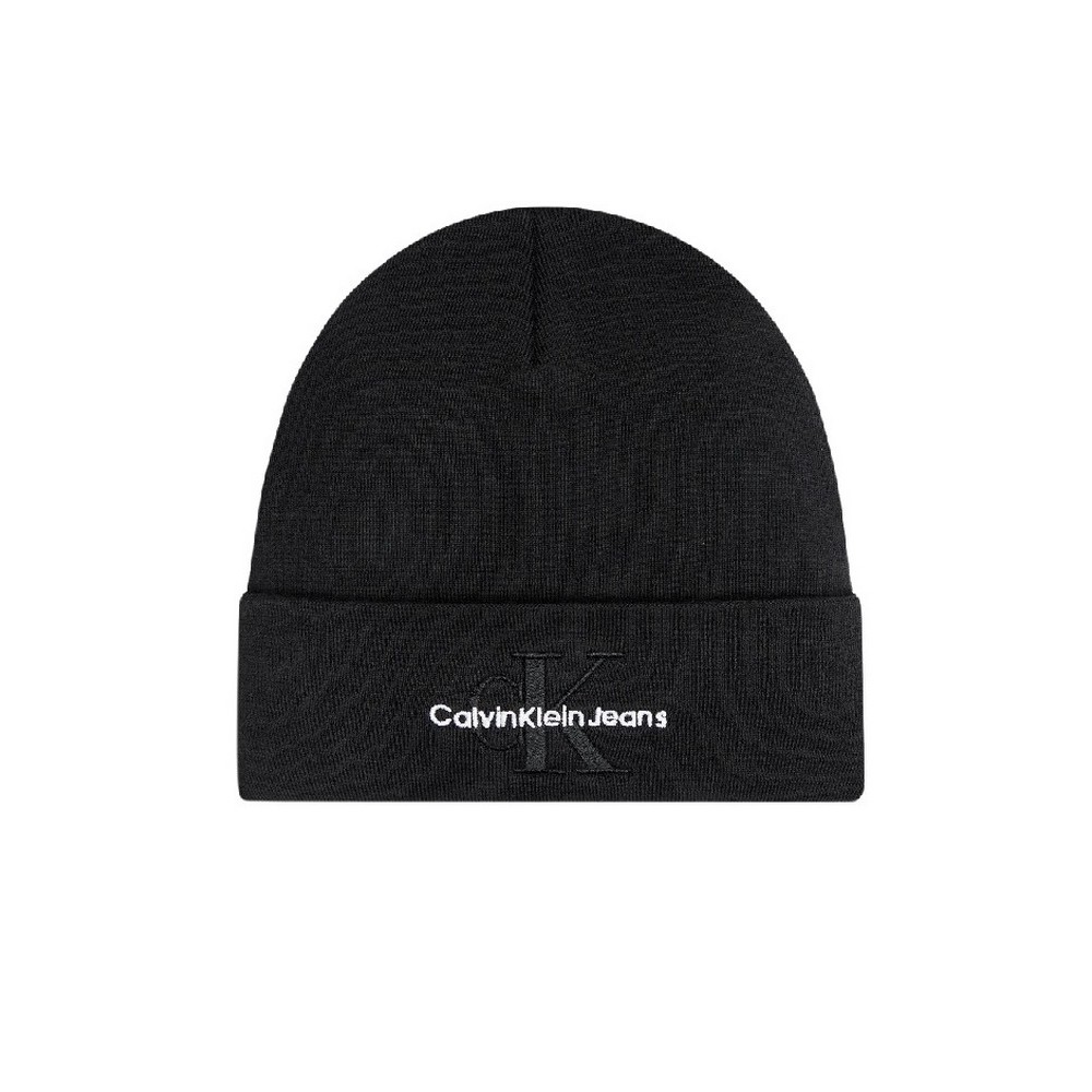 CALVIN KLEIN JEANS MONO LOGO EMBRO BEANIE ΣΚΟΥΦΟΣ ΑΝΔΡΙΚΟΣ BLACK