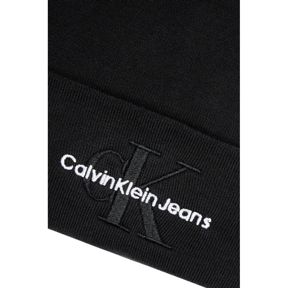 CALVIN KLEIN JEANS MONO LOGO EMBRO BEANIE ΣΚΟΥΦΟΣ ΑΝΔΡΙΚΟΣ BLACK