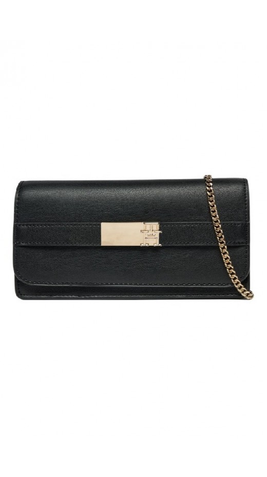 TOMMY HILFIGER  HERITAGE LRG FLAP W/CHAIN ΤΣΑΝΤΑ ΓΥΝΑΙΚΕΙΑ BLACK