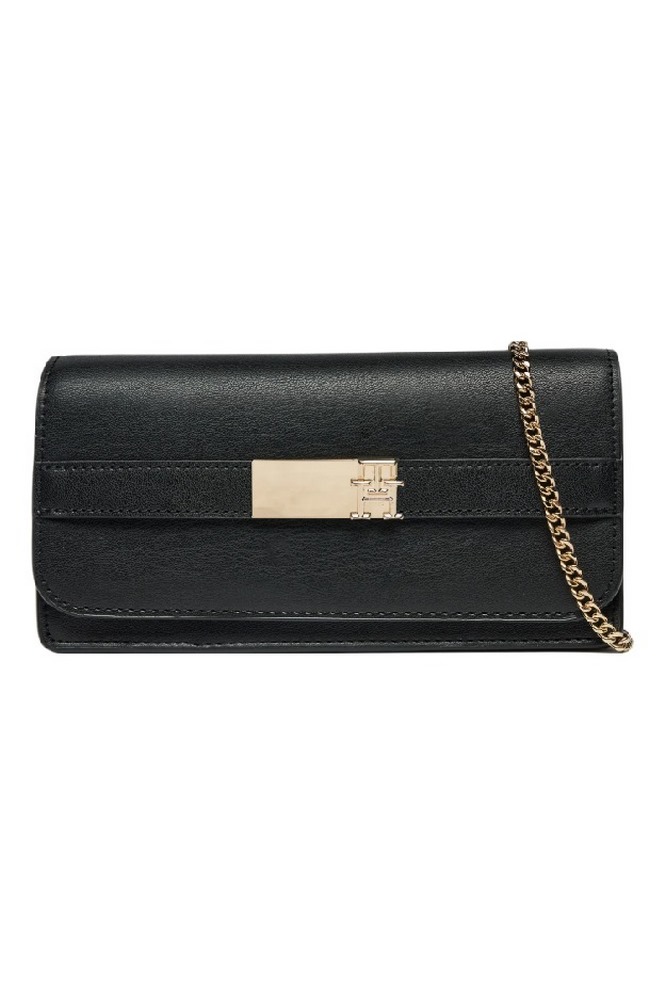 TOMMY HILFIGER  HERITAGE LRG FLAP W/CHAIN ΤΣΑΝΤΑ ΓΥΝΑΙΚΕΙΑ BLACK