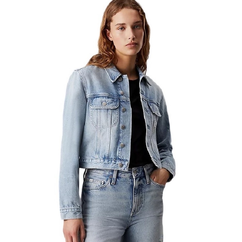 CALVIN KLEIN JEANS CROPPED 90'S DENIM JACKET ΜΠΟΥΦΑΝ ΓΥΝΑΙΚΕΙΟ DENIM LIGHT