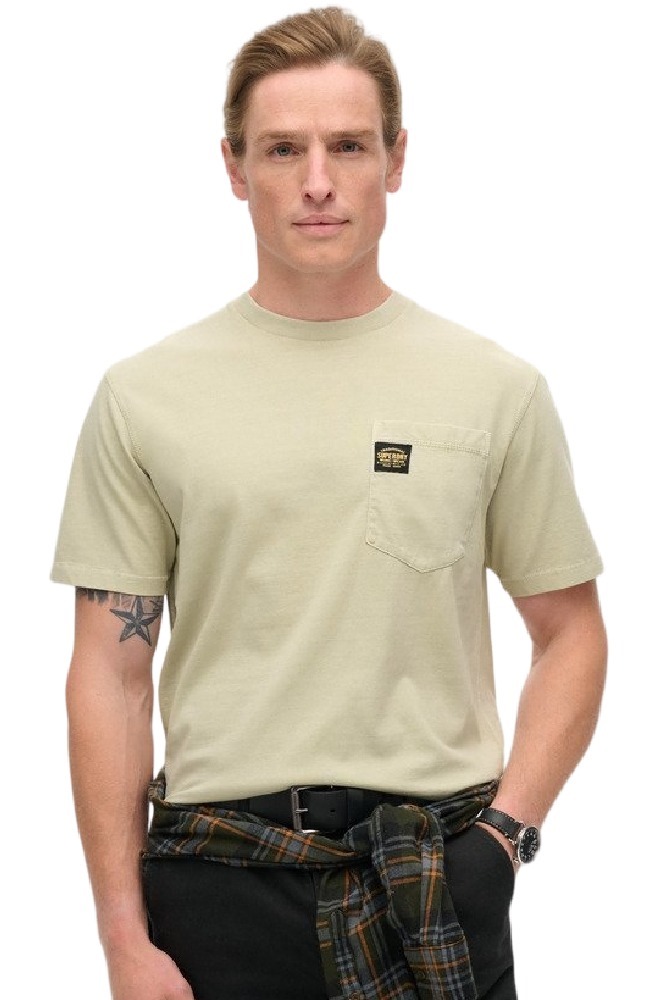 SUPERDRY D2 OVIN CONTRAST STITCH POCKET T-SHIRT ΜΠΛΟΥΖΑ ΑΝΔΡΙΚΗ BEIGE