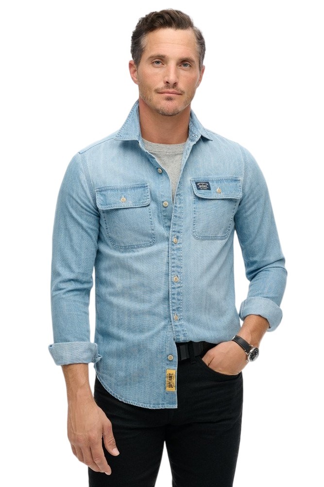 SUPERDRY D2 OVIN EMBROIDERED WORKWEAR SHIRT ΠΟΥΚΑΜΙΣΟ ΑΝΔΡΙΚΟ LIGHT DENIM