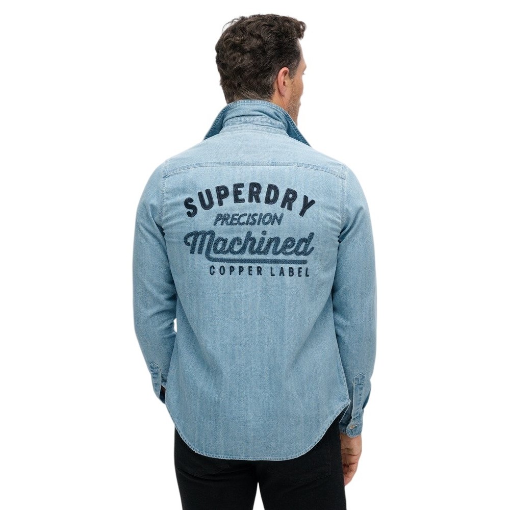 SUPERDRY D2 OVIN EMBROIDERED WORKWEAR SHIRT ΠΟΥΚΑΜΙΣΟ ΑΝΔΡΙΚΟ LIGHT DENIM