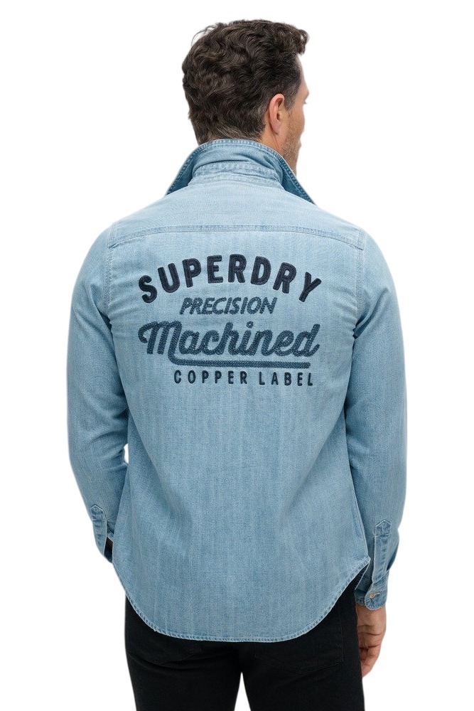 SUPERDRY D2 OVIN EMBROIDERED WORKWEAR SHIRT ΠΟΥΚΑΜΙΣΟ ΑΝΔΡΙΚΟ LIGHT DENIM