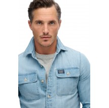 SUPERDRY D2 OVIN EMBROIDERED WORKWEAR SHIRT ΠΟΥΚΑΜΙΣΟ ΑΝΔΡΙΚΟ LIGHT DENIM