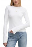 CALVIN KLEIN JEANS WOVEN LABEL RIB LS TOP ΜΠΛΟΥΖΑ ΓΥΝΑΙΚΕΙΑ BRIGHT WHITE