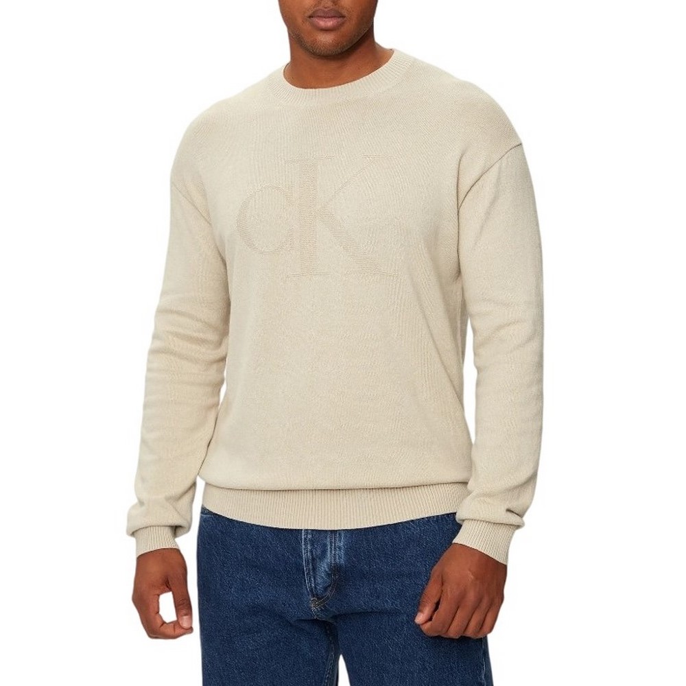 CALVIN KLEIN JEANS INTARSIA MIX STITCH SWEATER ΜΠΛΟΥΖΑ ΠΛΕΚΤΗ ΑΝΔΡΙΚΗ PELICAN