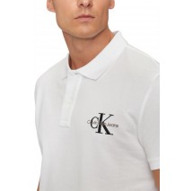 CALVIN KLEIN JEANS MONOLOGO POLO T-SHIRT ΜΠΛΟΥΖΑ ΑΝΔΡΙΚΗ BRIGHT WHITE