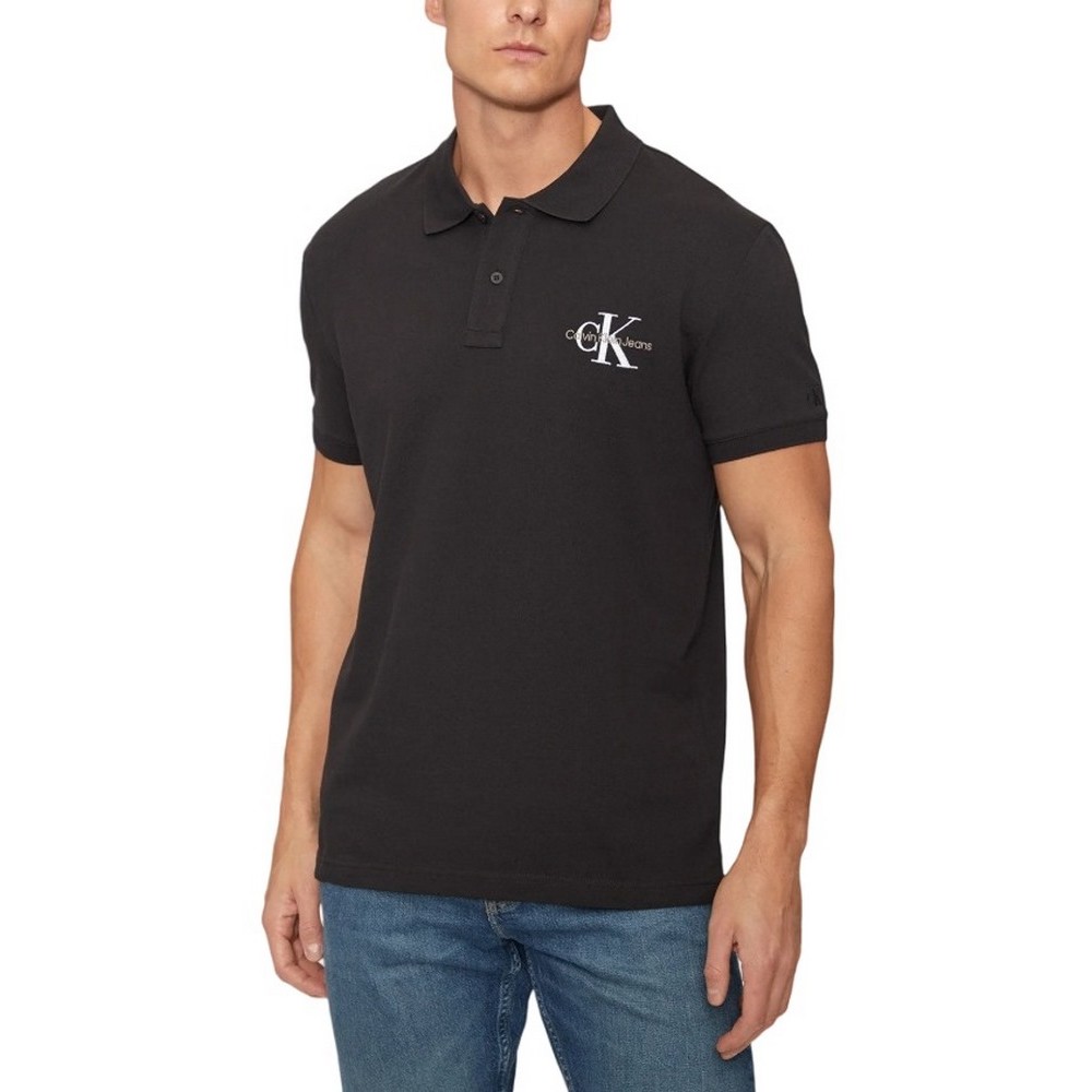 CALVIN KLEIN JEANS MONOLOGO POLO T-SHIRT ΜΠΛΟΥΖΑ ΑΝΔΡΙΚΗ BLACK