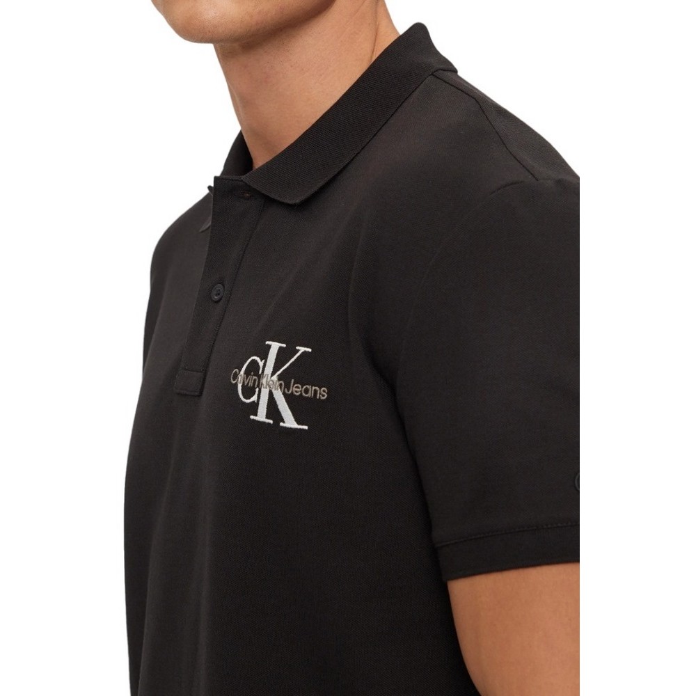 CALVIN KLEIN JEANS MONOLOGO POLO T-SHIRT ΜΠΛΟΥΖΑ ΑΝΔΡΙΚΗ BLACK