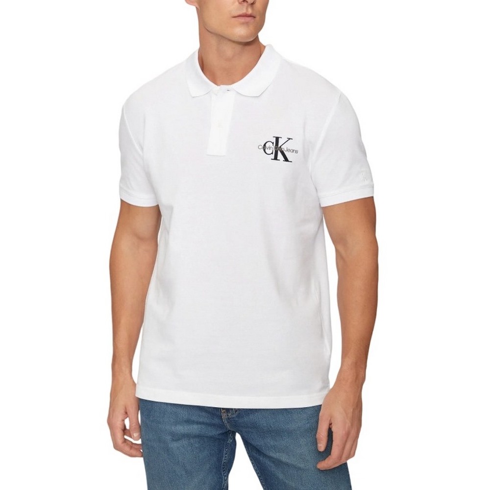 CALVIN KLEIN JEANS MONOLOGO POLO T-SHIRT ΜΠΛΟΥΖΑ ΑΝΔΡΙΚΗ BRIGHT WHITE