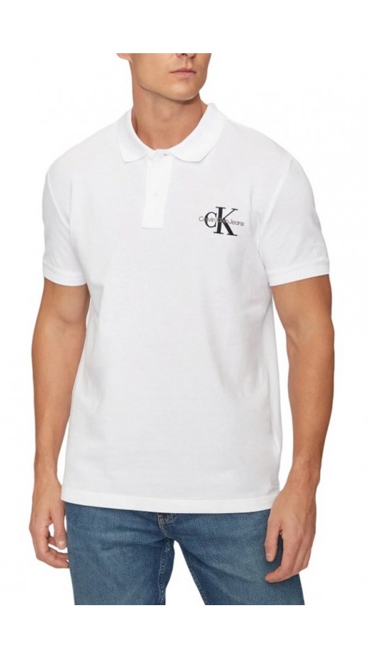 CALVIN KLEIN JEANS MONOLOGO POLO T-SHIRT ΜΠΛΟΥΖΑ ΑΝΔΡΙΚΗ BRIGHT WHITE