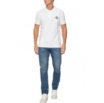 CALVIN KLEIN JEANS MONOLOGO POLO T-SHIRT ΜΠΛΟΥΖΑ ΑΝΔΡΙΚΗ BRIGHT WHITE